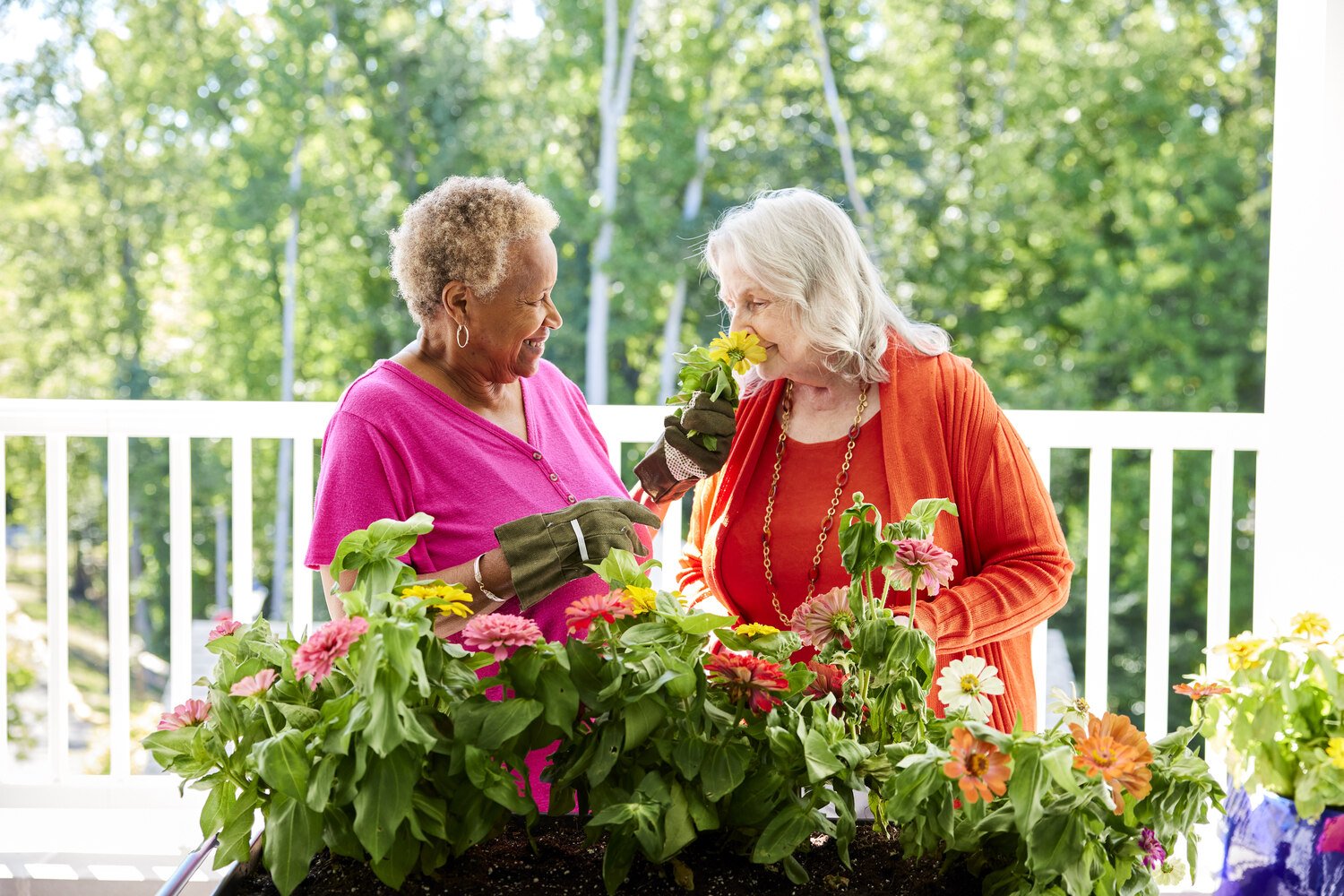 arbor terrace female residents gardening
